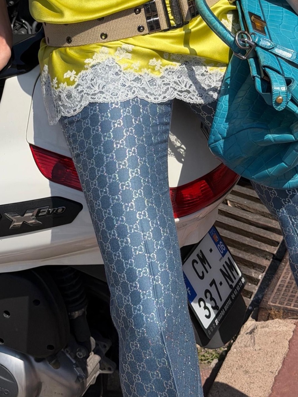 Gucci Blue Logo capris